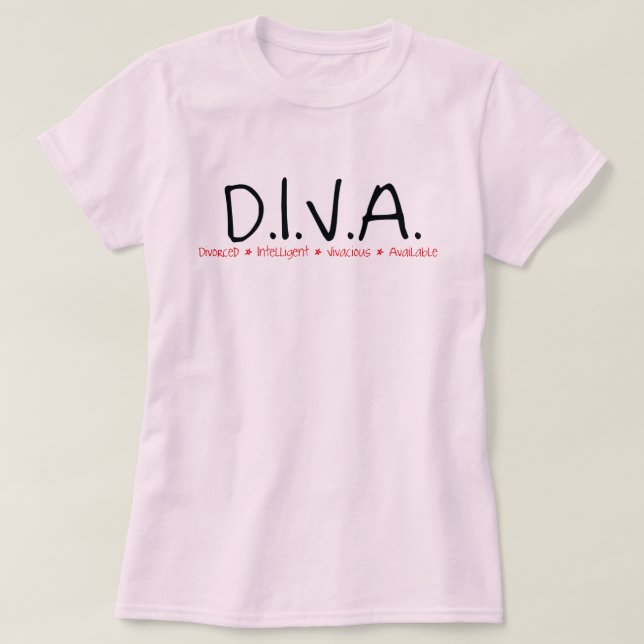 Definition av kvinnlig DIVA-skild T-shirt (Design framsida)