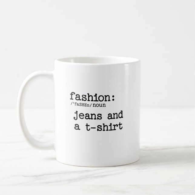 Definition av Mode Jeans och T-Shirt Kaffemugg (Vänster)