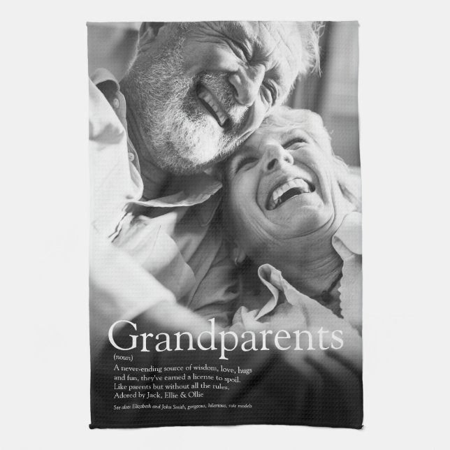 Definition av Modern Roligt Photo Grandparent Kökshandduk (Vertikal)