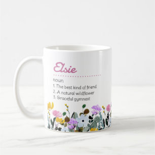 Definition av namn med Cute Wildblomma Gräns Kaffemugg