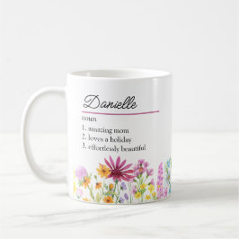 Definition av namn med Feminine Wildblomma Gräns Kaffemugg