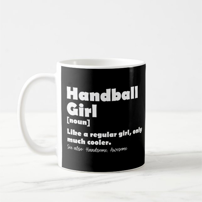 Definition av ordlista för handbollsflicka kaffemugg (Vänster)