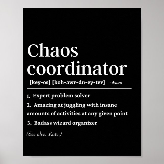Definition av personlig Chaos-koordinator Poster (Framsidan)