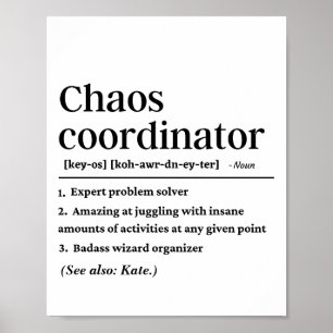 Definition av personlig Funny Chaos Coordinator Poster
