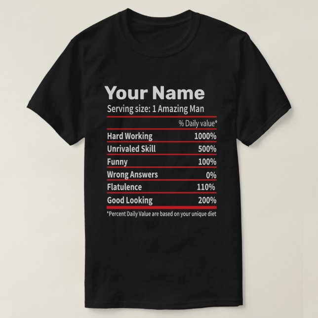 Definition av personlig livsmedel första namn t shirt (Design framsida)