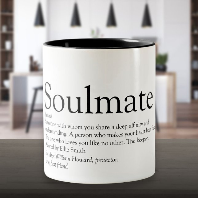 Definition av personlig Soulmate Två-Tonad Mugg (Personalized Soulmate Definition Two-Tone Coffee Mug)