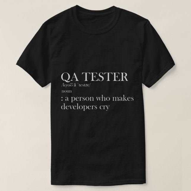 Definition av QA Tester T Shirt (Design framsida)