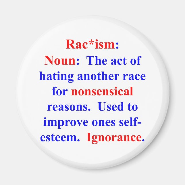 Definition av rasism magnet (Framsidan)