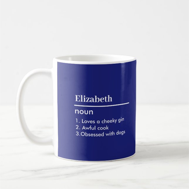 Definition av Royal Blue Personlig Namn Kaffemugg (Vänster)