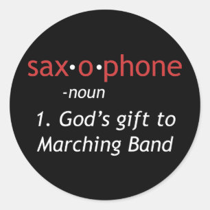 Definition av saxofon runt klistermärke