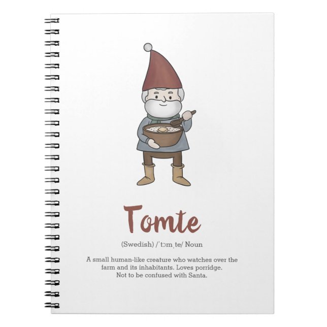 Definition av svenska Tomte Gnome Anteckningsbok (Framsidan)