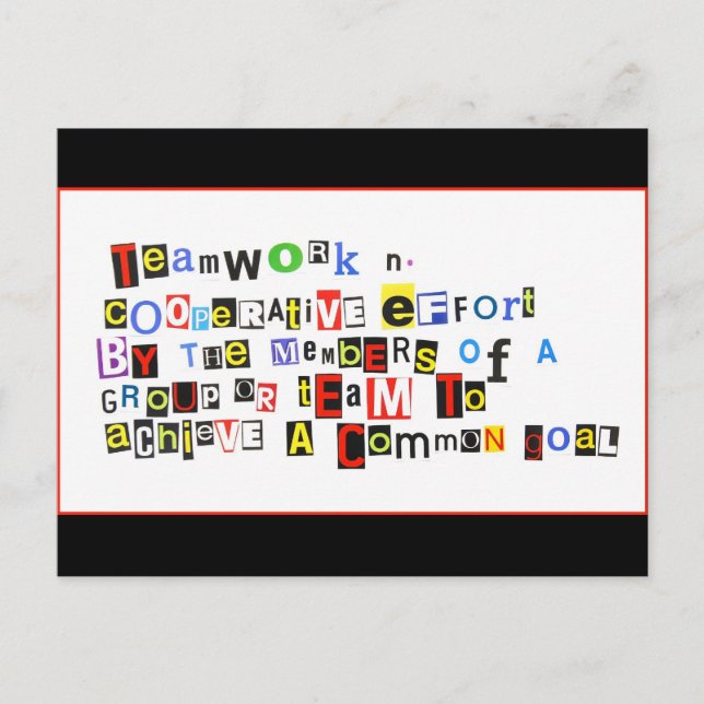 Definition av teamarbete vykort (Framsida)