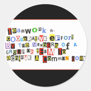Definition av Teamwork Runt Klistermärke