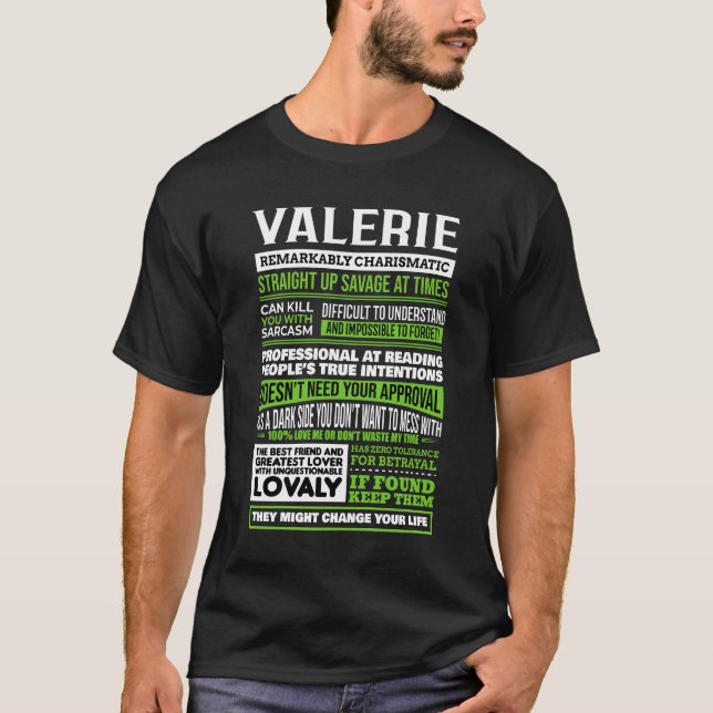 Definition av Valerie Girl Namn T Shirt (Framsida)