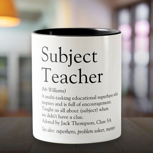 Definition av världens bästa någonsin lärare Två-Tonad mugg (World's Best Ever Teacher Definition Two-Tone Coffee Mug)