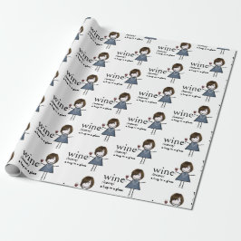 Definition av Vin med Stick figur Girl Presentpapper