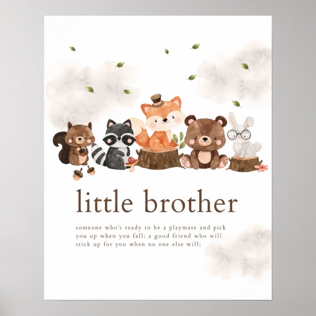 Definition av Woodland Animals Little Brother Post Poster (Framsidan)