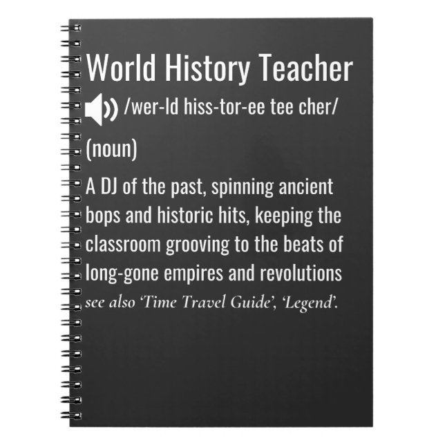 Definition av World History Teacher Anteckningsbok (Framsidan)