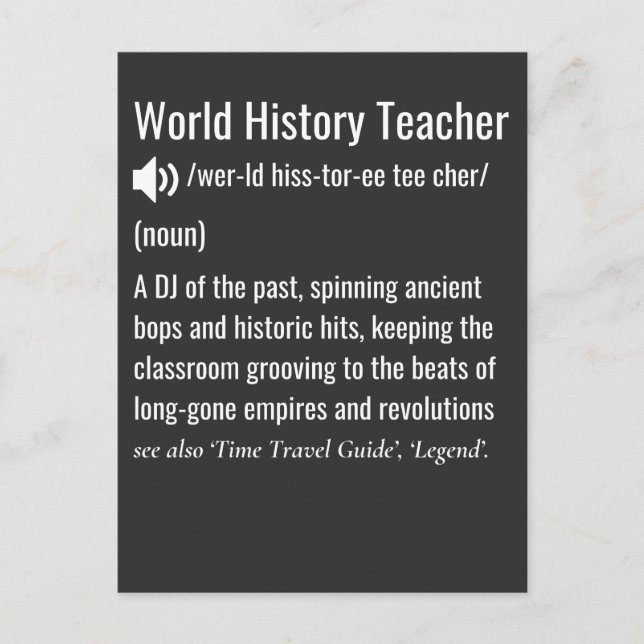 Definition av World History Teacher Helg Vykort (Framsida)