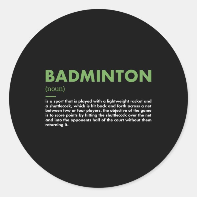 Definition Badminton Runt Klistermärke (Framsida)