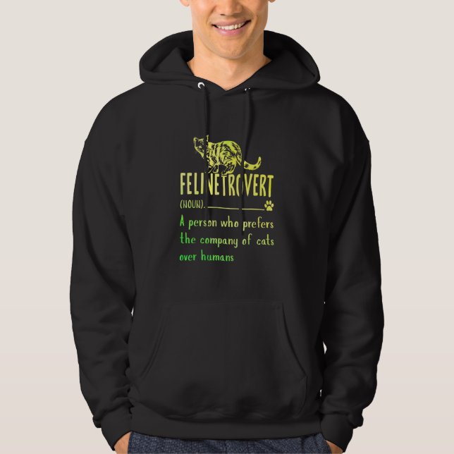 Definition Introvert Felinetrovert Cat Hoodie (Framsida)