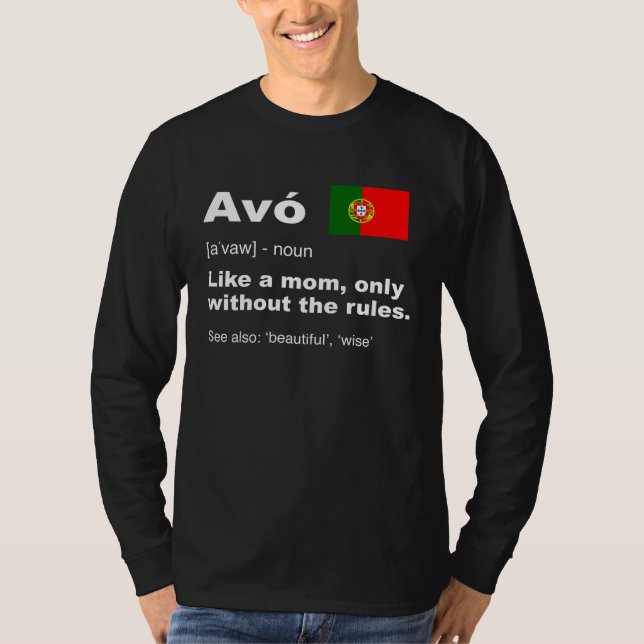 Definition of Avo Camisa Portuguese Grandmother T Shirt (Framsida)