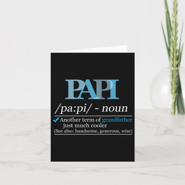 Definition Papi Funny Grandpa Pappa Fars dag Chri Kort (Framsida)