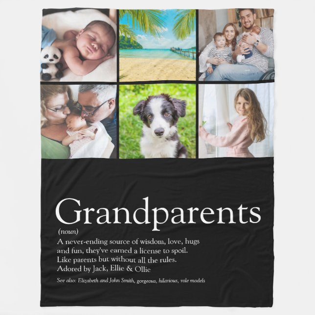 Definition Photo Collage för morföräldrar Fleecefilt (Framsidan)