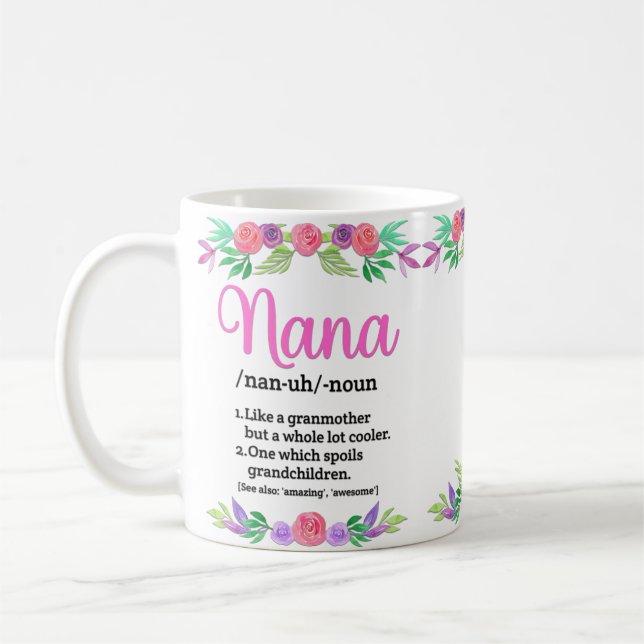 Definitioner av blommor Mors dag som ges till Nana Kaffemugg (Vänster)