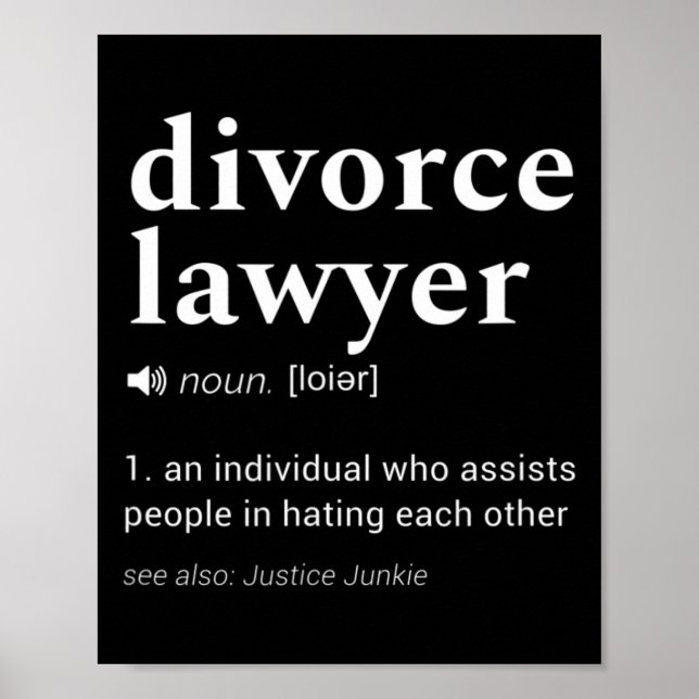 Definitionsdesign för Divorce Lawyers Gag Dictiona Poster (Framsidan)