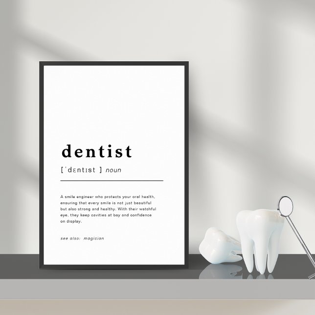 Definitionsmapp för tandläkarkontors tandläkardefi poster (Dental Office Decor Dentist Definition Wall Print)