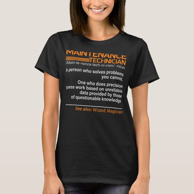 Definitionsreparatör för underhållstekniker t shirt (Framsida)