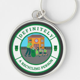 Definitivt en återvinningsperson rund silverfärgad nyckelring