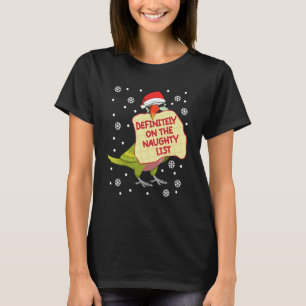 Definitivt på Naughty List Parrot I Mustache Para T Shirt