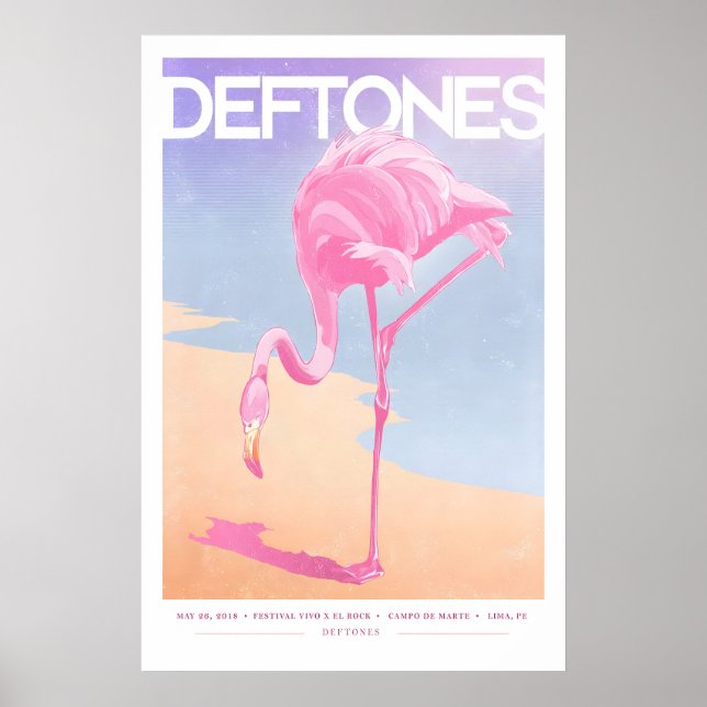 Deftones Gig Poster Rosa Flamingo Arttryck (A3 (Framsidan)