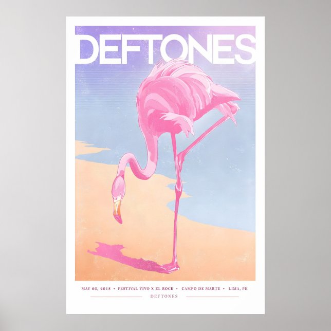 Deftones Gig Poster Rosa Flamingo Arttryck (A3 (Framsidan)
