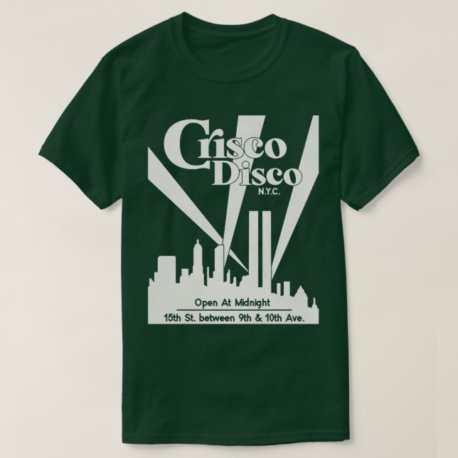 Defunct Crisco Disco 70-talets 80-tal Gay Nightklu T Shirt (Design framsida)
