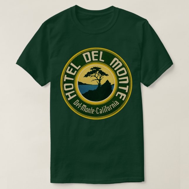Defunct Hotel Del Monte California Luggage Label T Shirt (Design framsida)