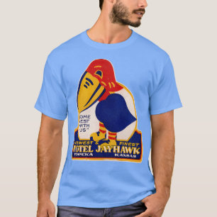 Defunct Hotel Jayhawk Topeka Kansas Luggage Label T Shirt