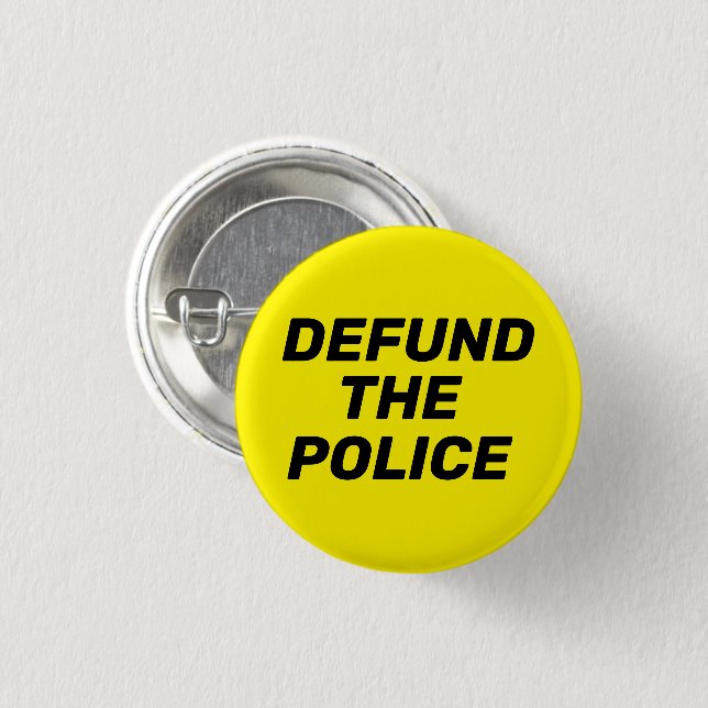 "Defund the Police", svart gult Knapp (Framsida & baksida)