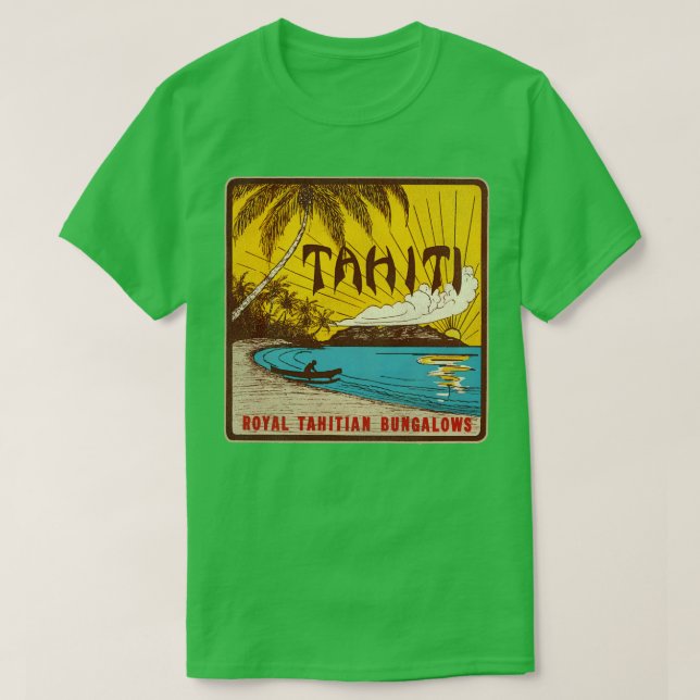 Defunkt Tahiti Bungalows Travel Souvenir Luggage L T Shirt (Design framsida)
