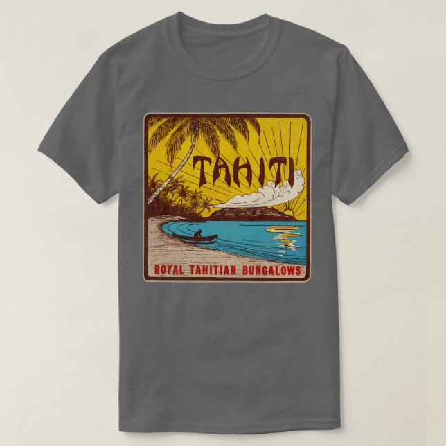 Defunkt Tahiti Bungalows Travel Souvenir Luggage L T Shirt (Design framsida)