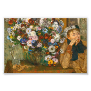 Degas A Woman Seside a Vas of Flowers Fototryck