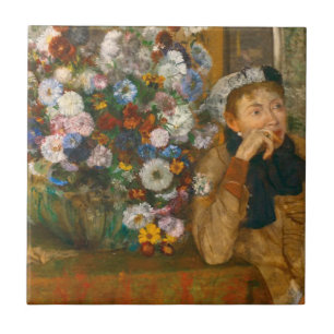 Degas A Woman Seside a Vas of Flowers Kakelplatta