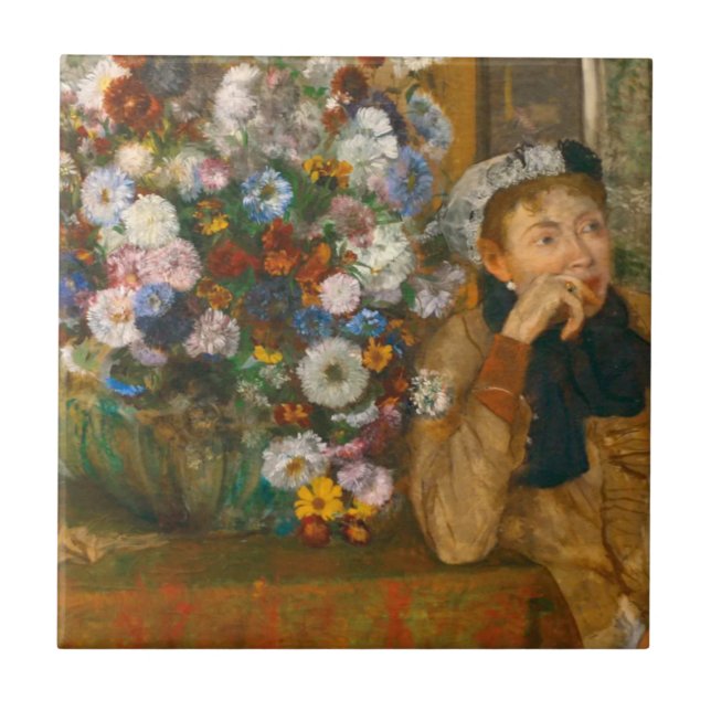 Degas A Woman Seside a Vas of Flowers Kakelplatta (Framsidan)