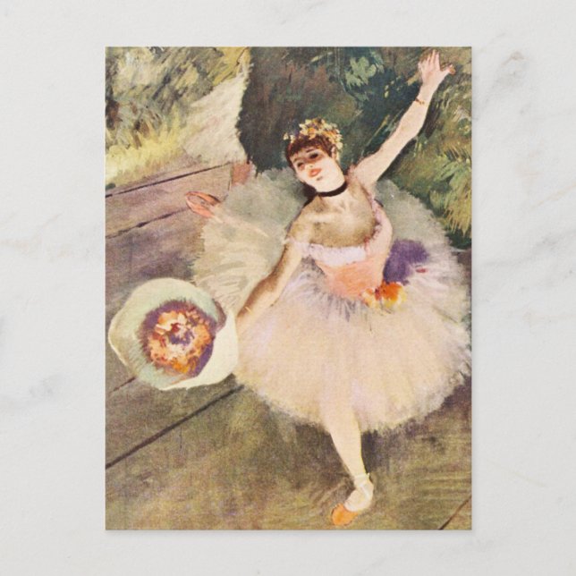 Degas Baletdansös med bukett blommor Vykort (Framsida)