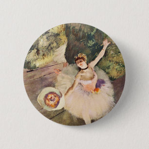 Degas ballerinaen med en bukett av blommor knäppa knapp