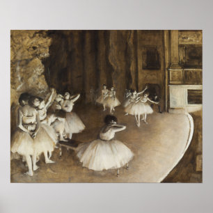 Degas - Ballet Rehearsal på scenen Poster