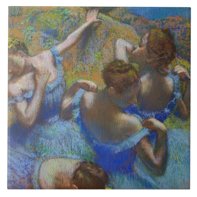 Degas Blå Dansare Pastell Finkonst Mästerverk Kakelplatta (Framsidan)