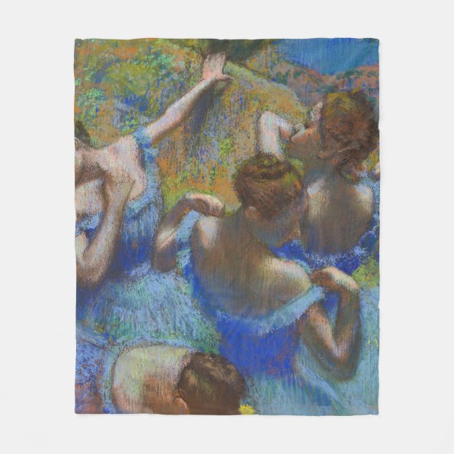 Degas Blue Dancers Pastel Fine Art Masterpiece Fleecefilt (Framsidan)